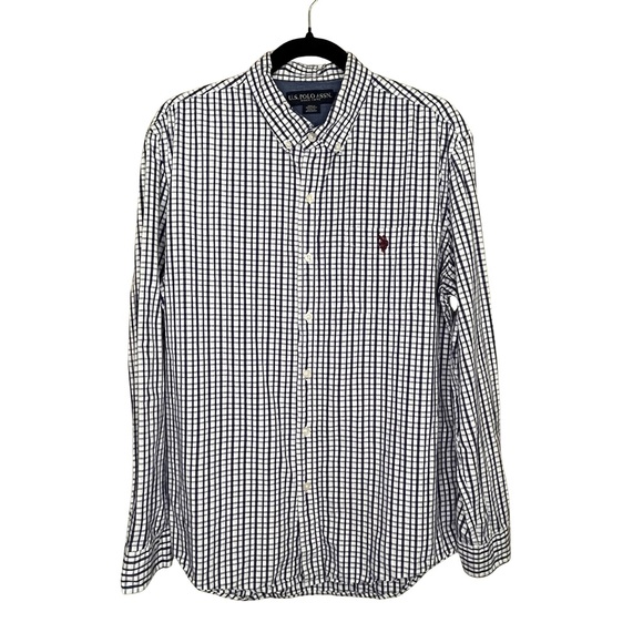 U.S. Polo Assn. Other - U.S. Polo Assn. Men’s Large Navy and White Windowpane Button-Down Shirt
